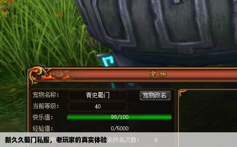 新久久蜀门私服，老玩家的真实体验